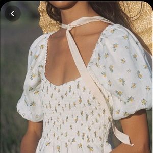 VIDEO! Faithful the brand Gianna Midi Linen Dress in Carrie Floral Print